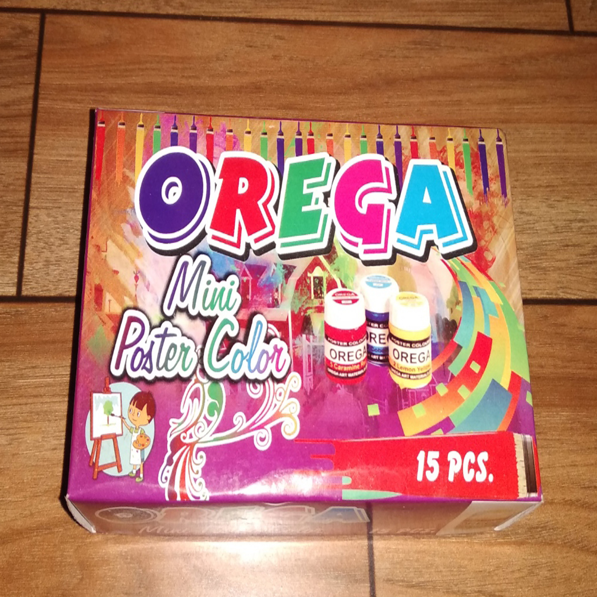 1 box of 15 Orega Poster Color / Colors - 15 different shades bottles 15cc / Ore