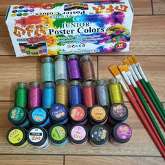 Pack of 12 OFA Colors + 12 glitter +6 Brush / 12 OFA Poster Color + 12 glitter +