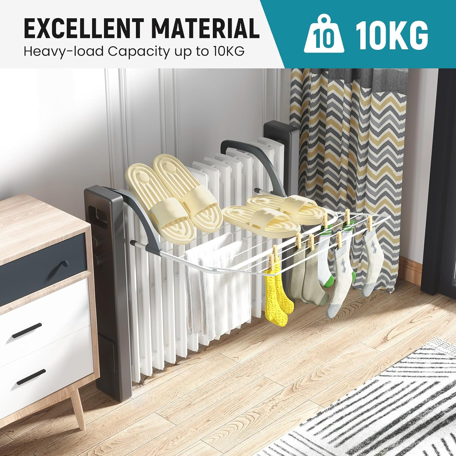 Foldable Clothes Hanger/Airer, Radiator Drying Rack, Extendable Clothes Rail 9 B