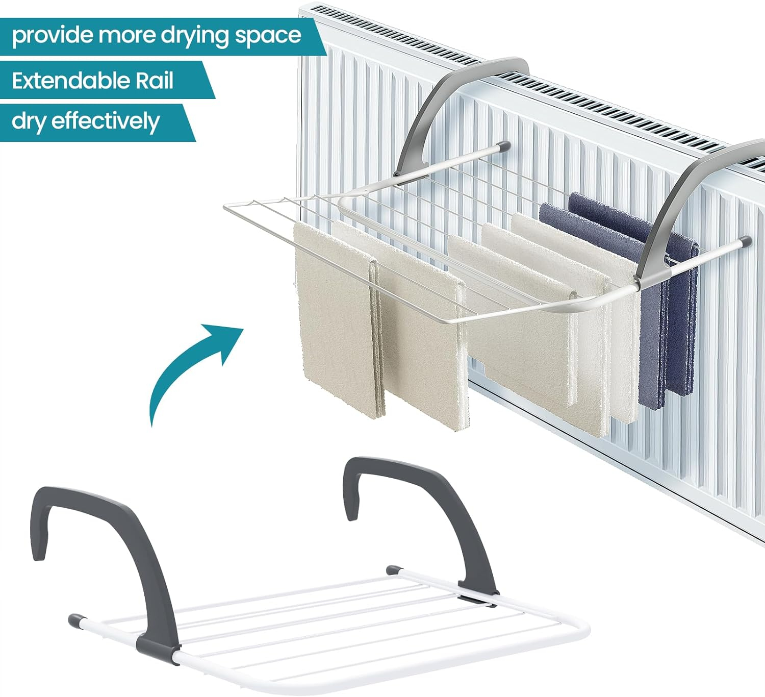 Foldable Clothes Hanger/Airer, Radiator Drying Rack, Extendable Clothes Rail 9 B