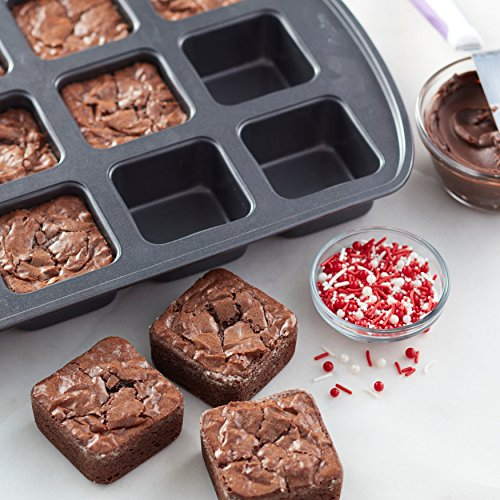 12-Cavity Non-Stick Bakeware Mini Brownie Bar Baking Pan - Square Cake/Muffin/Ch