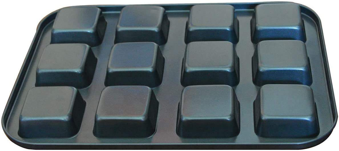 12-Cavity Non-Stick Bakeware Mini Brownie Bar Baking Pan - Square Cake/Muffin/Ch