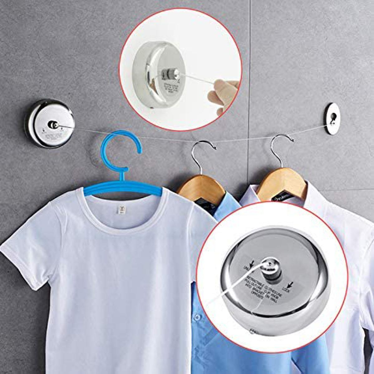 2.8 Meters Household Bathroom Stainless Steel Clothesline Retractable Clothes Li