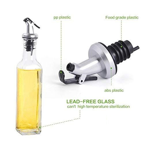 Set of 2 - Glass Oil Bottle Leakproof Kitchen Glass Olive Oil Dispenser Bottle V