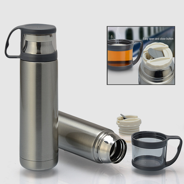 Random Color Stainless Steel Vacuum Insulated Flask Thermos With Cup - 500 ML, H