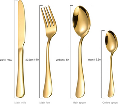 24 Pieces Stainless Steel Golden Cutlery Set, Polished Cutlery For 6 People