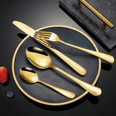 24 Pieces Stainless Steel Golden Cutlery Set, Polished Cutlery For 6 People