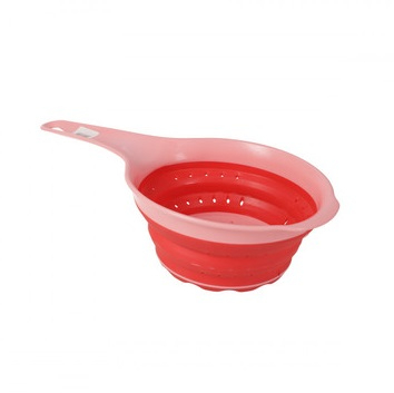 Foldable Silicone Handle Strainer, Collapsible Strainer With Plastic Handle, Col