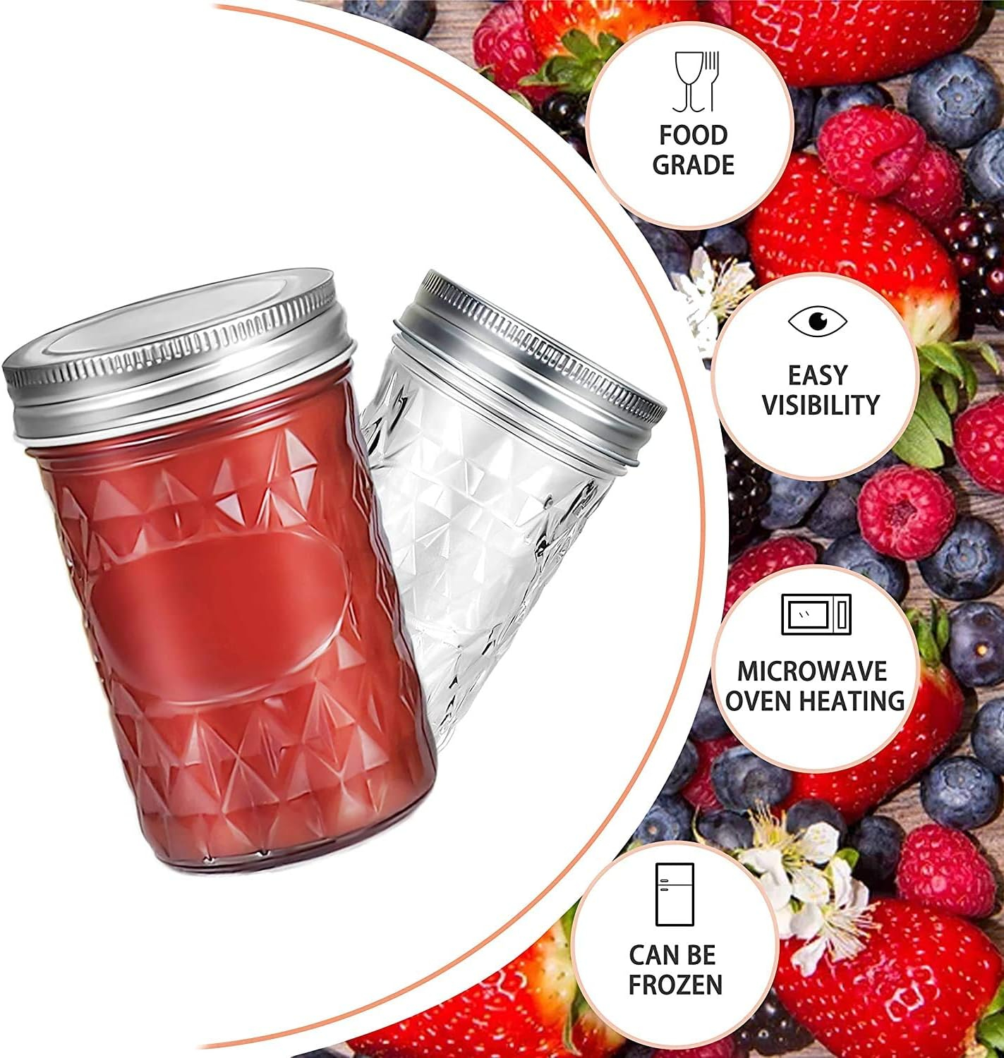 1 Piece - Glass Jar With Aluminum Lid, 250/500ml Mason Jars, Transparent Multipu