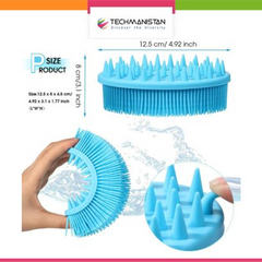 Random Color - 2in1 Bath Brush & Shampoo Scrubber, Bath and Shampoo Brush Silico