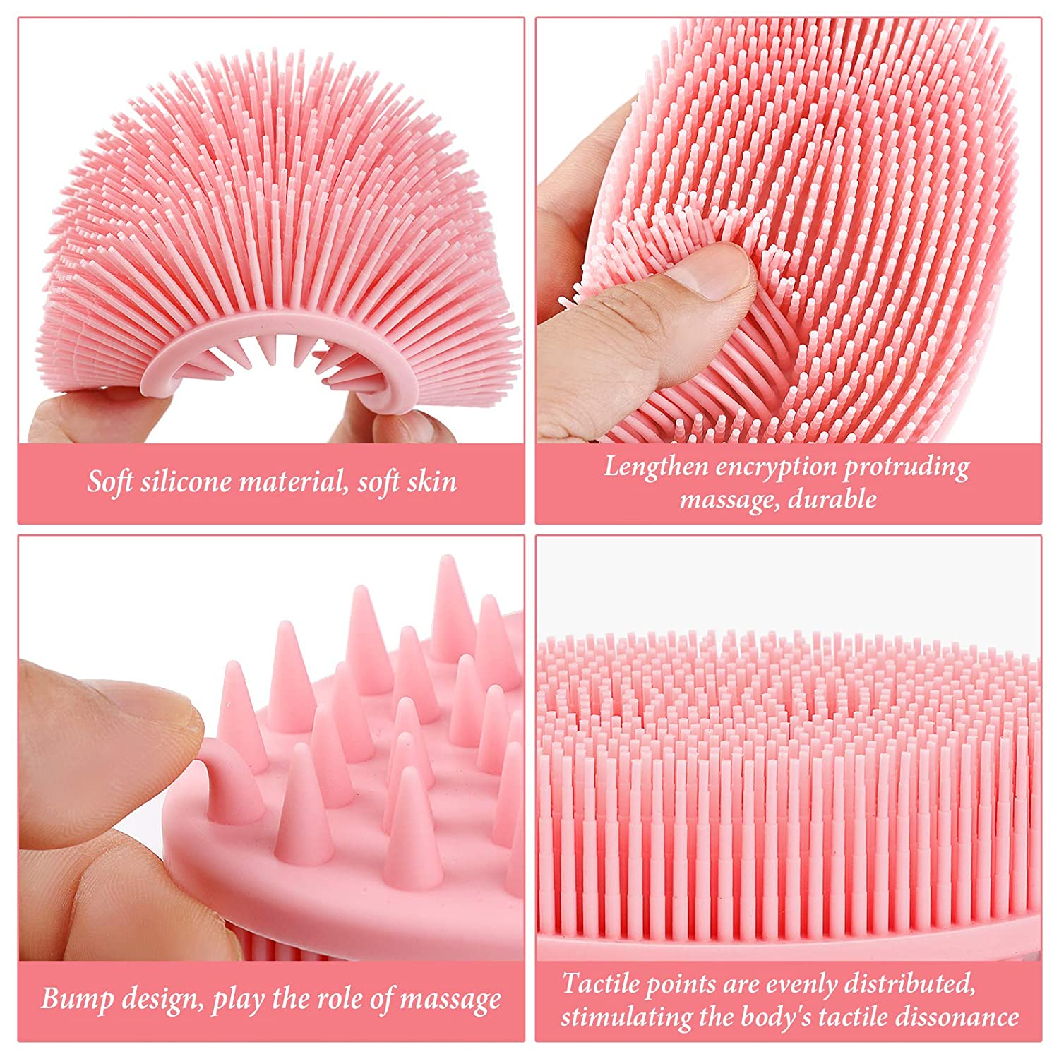 Random Color - 2in1 Bath Brush & Shampoo Scrubber, Bath and Shampoo Brush Silico