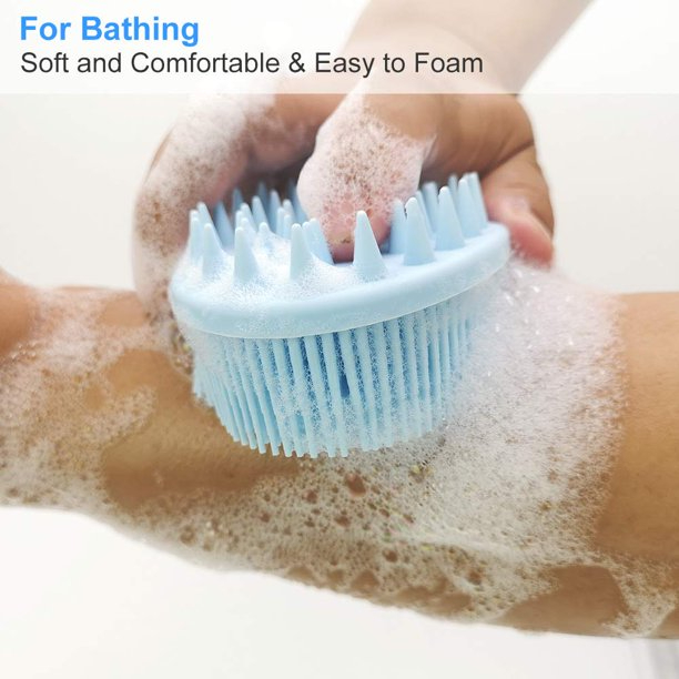 Random Color - 2in1 Bath Brush & Shampoo Scrubber, Bath and Shampoo Brush Silico