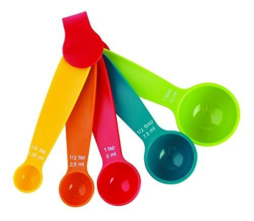 Set of 5 - Plastic Kitchen Baking Measuring Spoons - Random Color