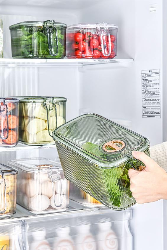 Fridge Organizer with Freshness Timer Lid, Stackable Refrigerator Organizer Bins