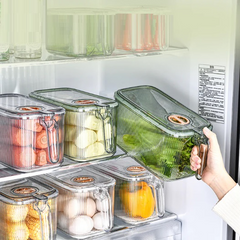 Fridge Organizer with Freshness Timer Lid, Stackable Refrigerator Organizer Bins