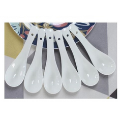 Pack of 6 - Ceramic Soup Spoons With Hanging Hole, Chinese White Ceramic Asian S