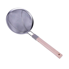 Frying Oil Strainer With Wooden Handle, Fryer Spoon, Professional Standard Stain