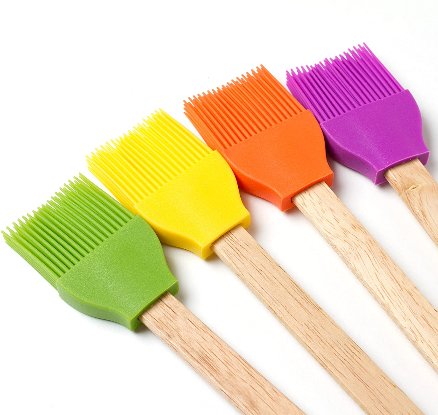 Random Color Wooden Handle Silicon Kitchen Basting Oil Brush