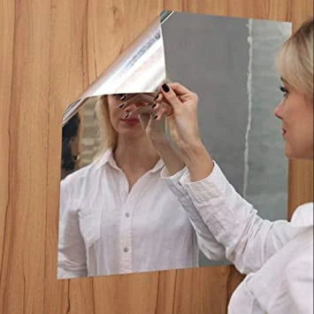 60cm x 40cm - Flexible Self Adhesive Non-Glass Mirror Sticker, Self Adhesive Wal