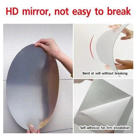 60cm x 40cm - Flexible Self Adhesive Non-Glass Mirror Sticker, Self Adhesive Wal