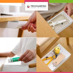 Multifunctional Self-Adhesive Retractable Under The Table Mini Hidden Drawer Org