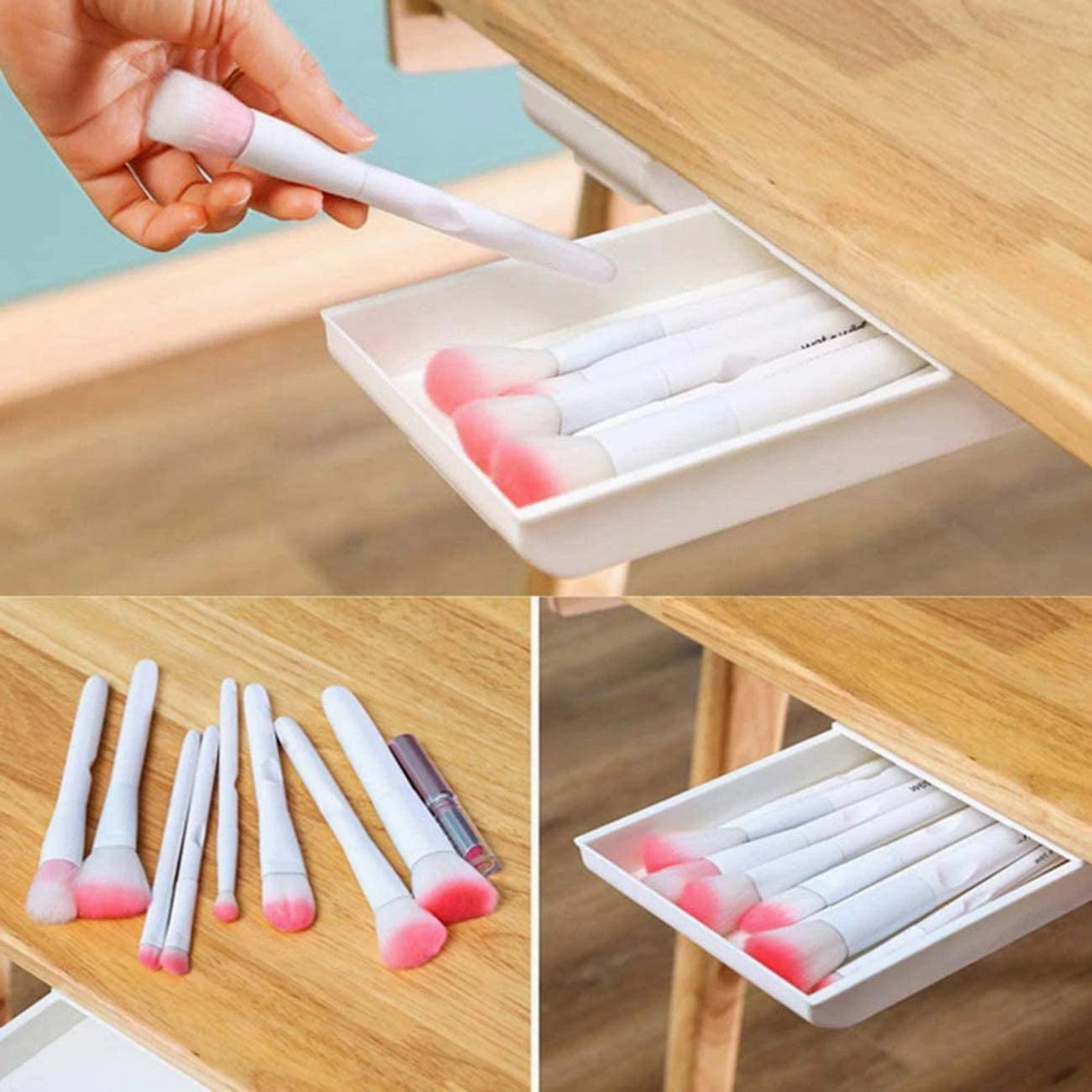 Multifunctional Self-Adhesive Retractable Under The Table Mini Hidden Drawer Org