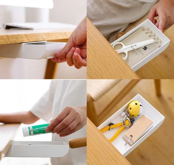 Multifunctional Self-Adhesive Retractable Under The Table Mini Hidden Drawer Org