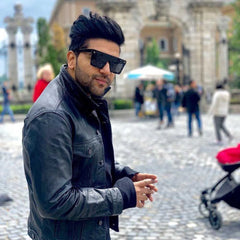 Guru Randhawa Oversize Square Fashion Sunglasses For Men Full Black and Brown /