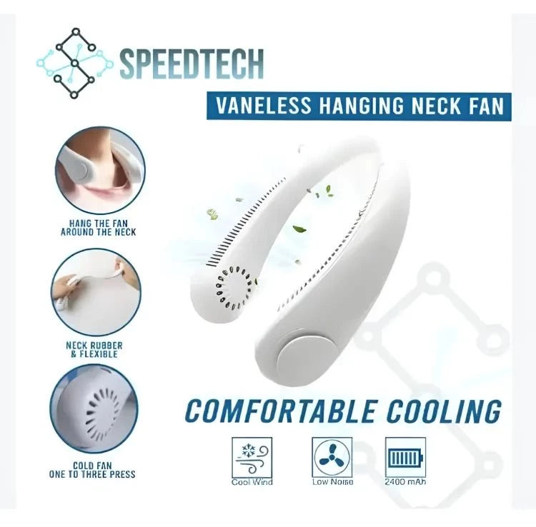 Rechargeable Neck Fan: 3 Speeds & 6-Hour Cooling