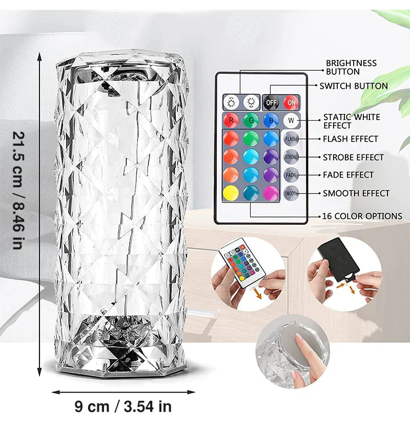 16 Colors Crystal Diamond Table Lamp