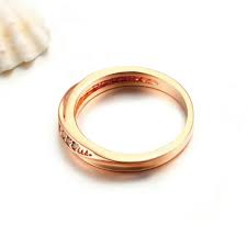 Double Fair Classic Unique Wedding Engagement Rings For Women Rose Gold WHite Cu