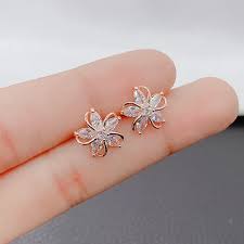 Cute Cherry Blossoms Flower Stud Earrings for Women Several Peach Blossoms