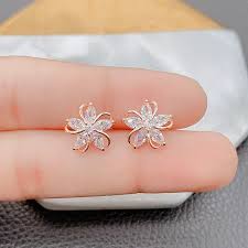 Cute Cherry Blossoms Flower Stud Earrings for Women Several Peach Blossoms